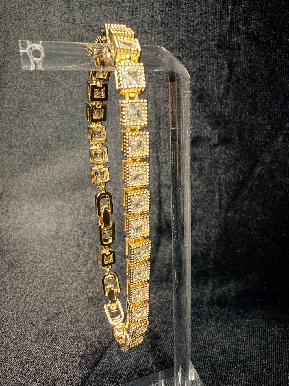 Tennis Bracelet Square Simulated AAA CZ Prong Set Box Clasp 7-8in 5MM.